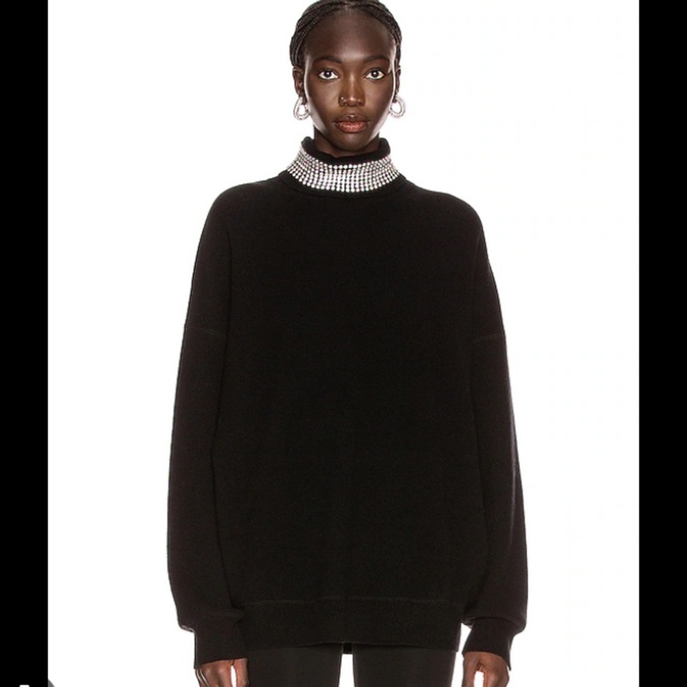 Alexander Wang crystal collar black wool sweater